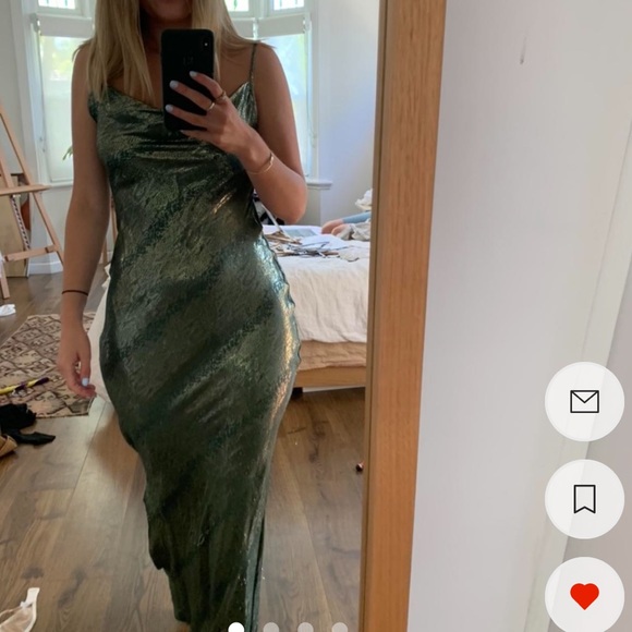 Rat & Boa Alessandra slip dress green gold maxi slip **message before purchasing - Picture 3 of 6